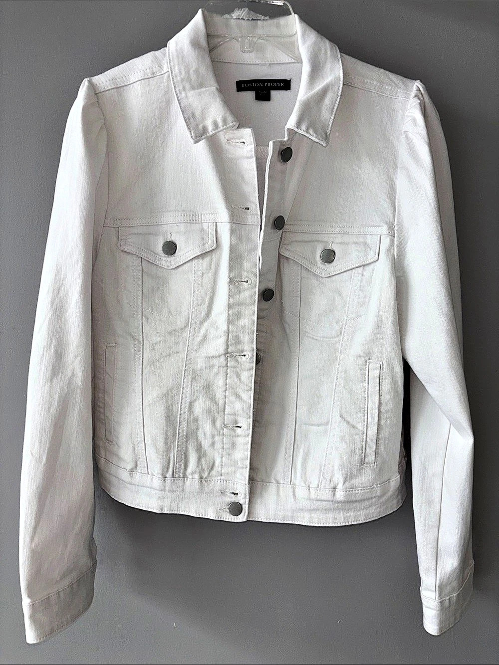 Boston Proper White Denim Jacket Size Medium